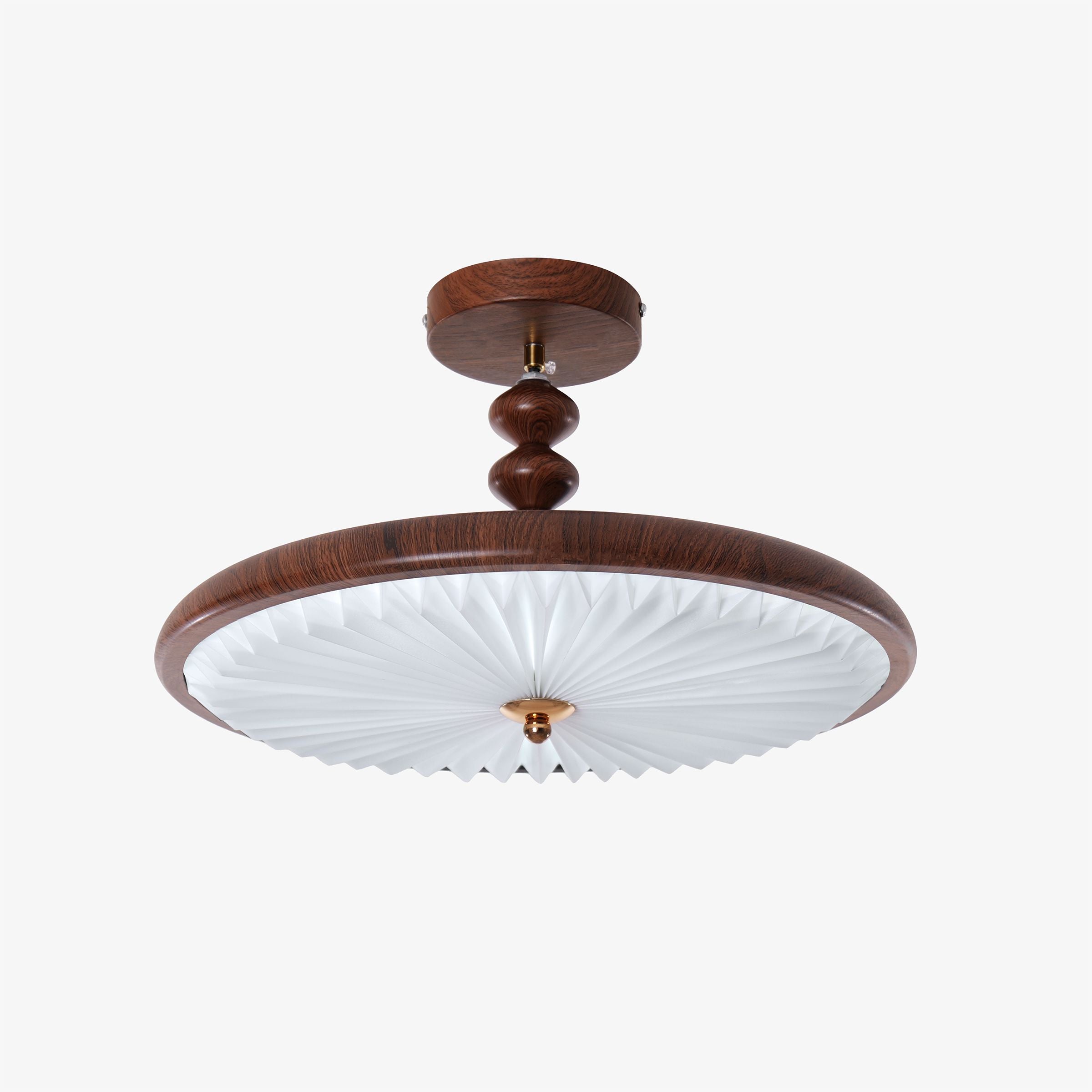 Walnut Pleated Ceiling Light | LED Flush Mount
