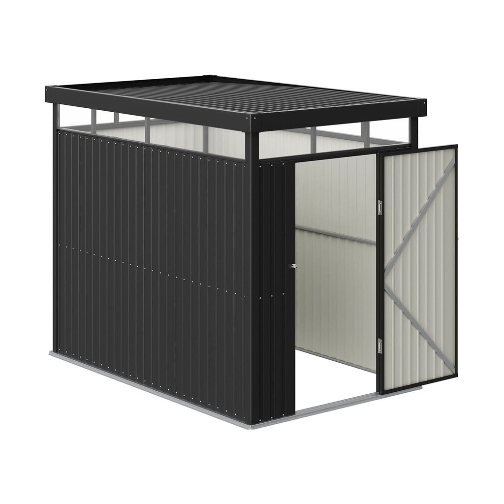 2x2.6x2m/1.6x2.6x2m/2.6x3x2m/4x3x2m Charcoal Black Galvanized Steel Storage Shed with Double/Single Lockable Doors