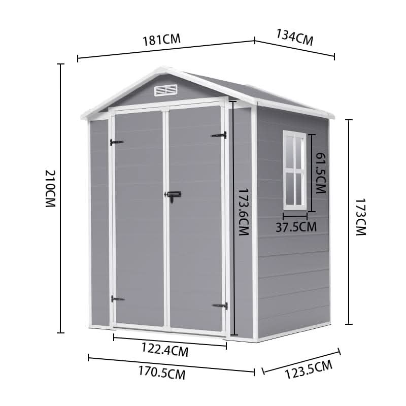 6x4ft Plastic Corrosion-Resistant Garden Storage Shed with Lockable Door