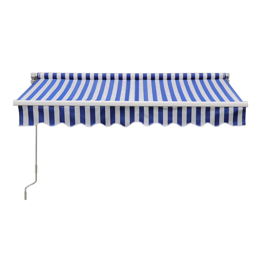 Blue and White Manual Shelter Retractable Patio Awning