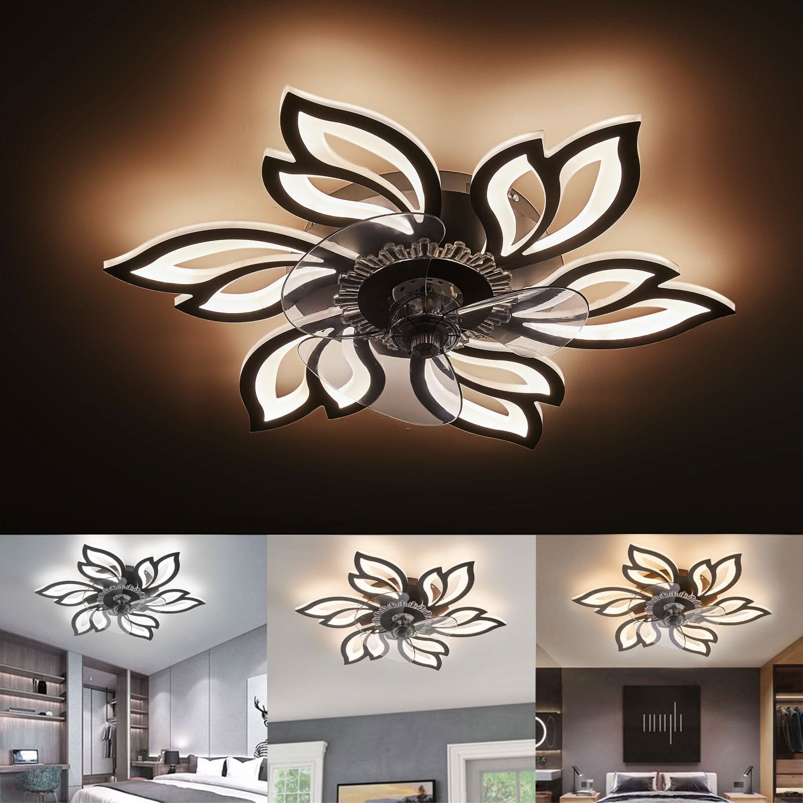65cm Dia. Modern Flower Shape Ceiling Fan with Light
