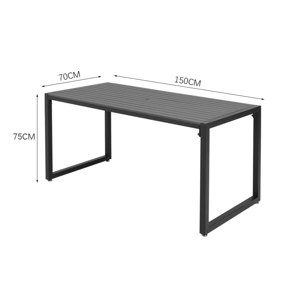6 - Person 150cm Long Iron Outdoor Dining Set Garden Table and Bench