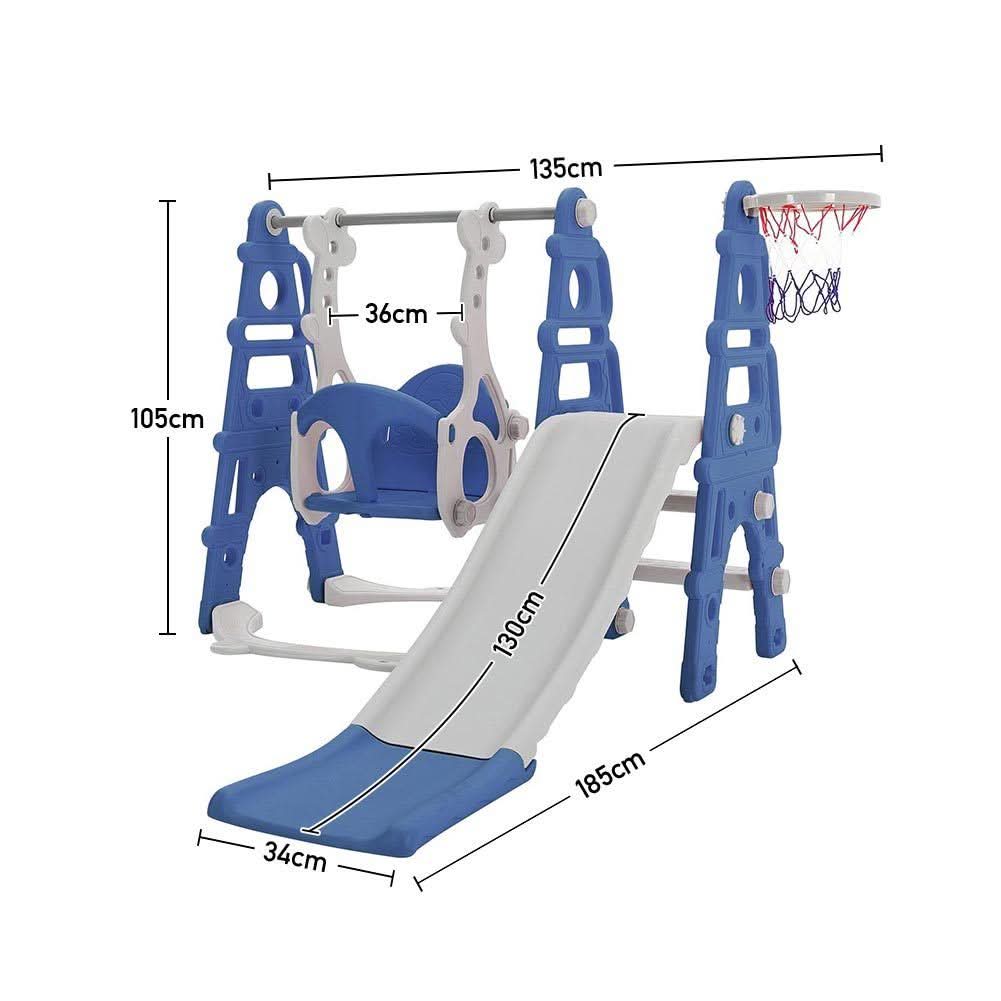 3 in 1 Kids Toddler Swing and Slide Set with Basketball Hoop Sturdy Construction