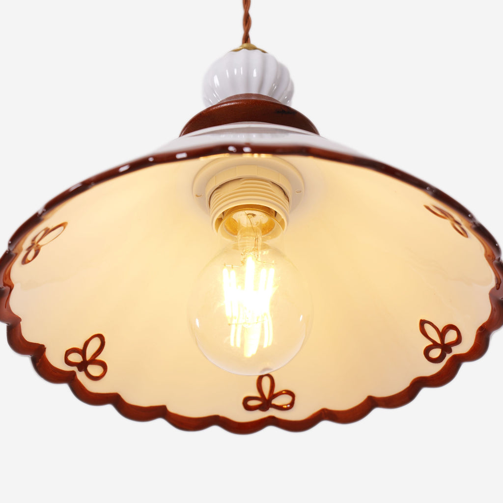 Brown Ceramic Lace Pendant Light | E27 Decorative Ceiling Lamp