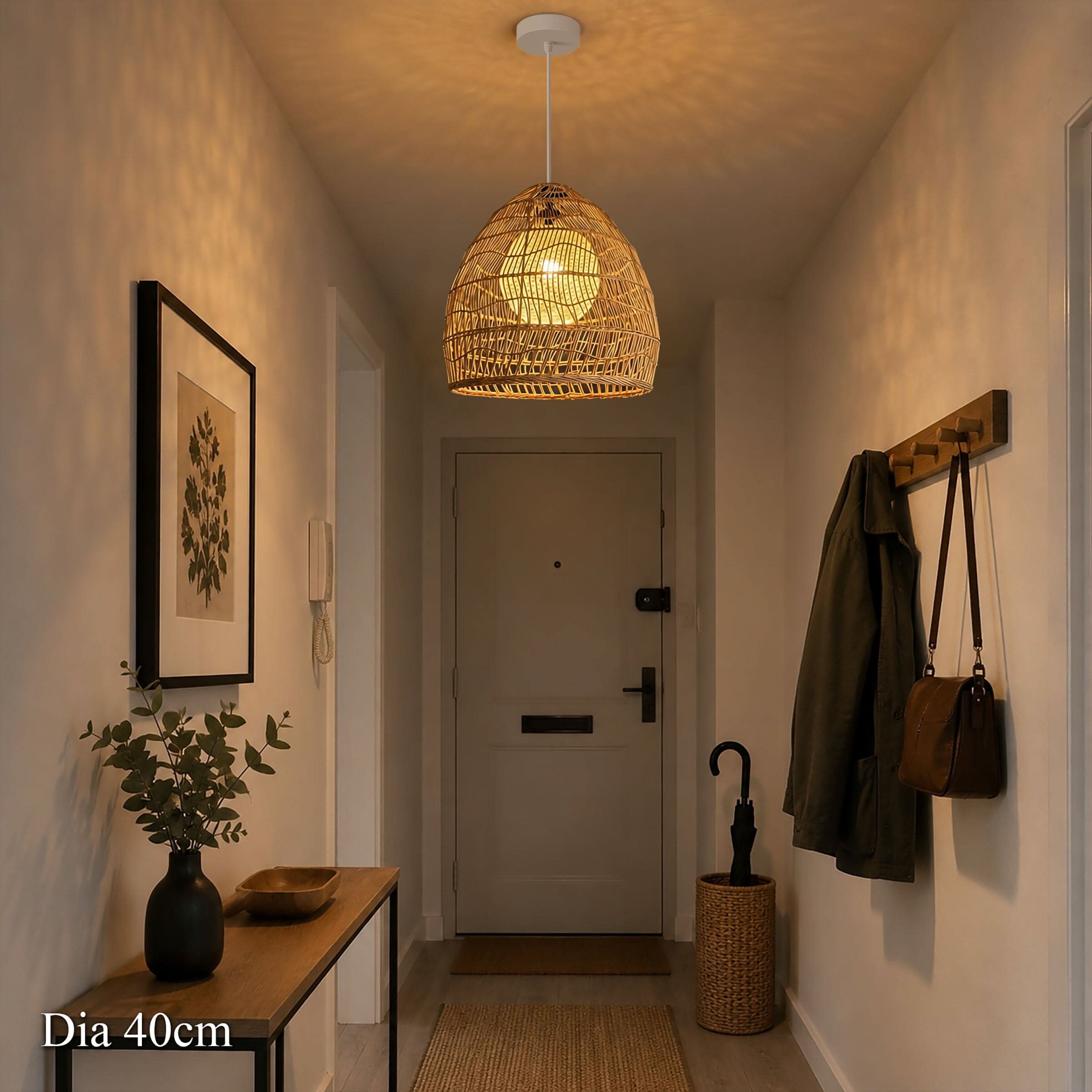 Cella-Lightsin Natural Rattan Pendant Light with Optional Woven Inner Sphere