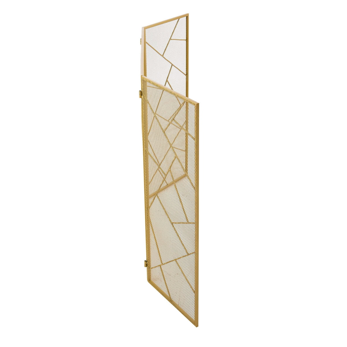 Smallbee Triple-Fold Iron Fireplace Screen Gold Frame – 132x1x80cm