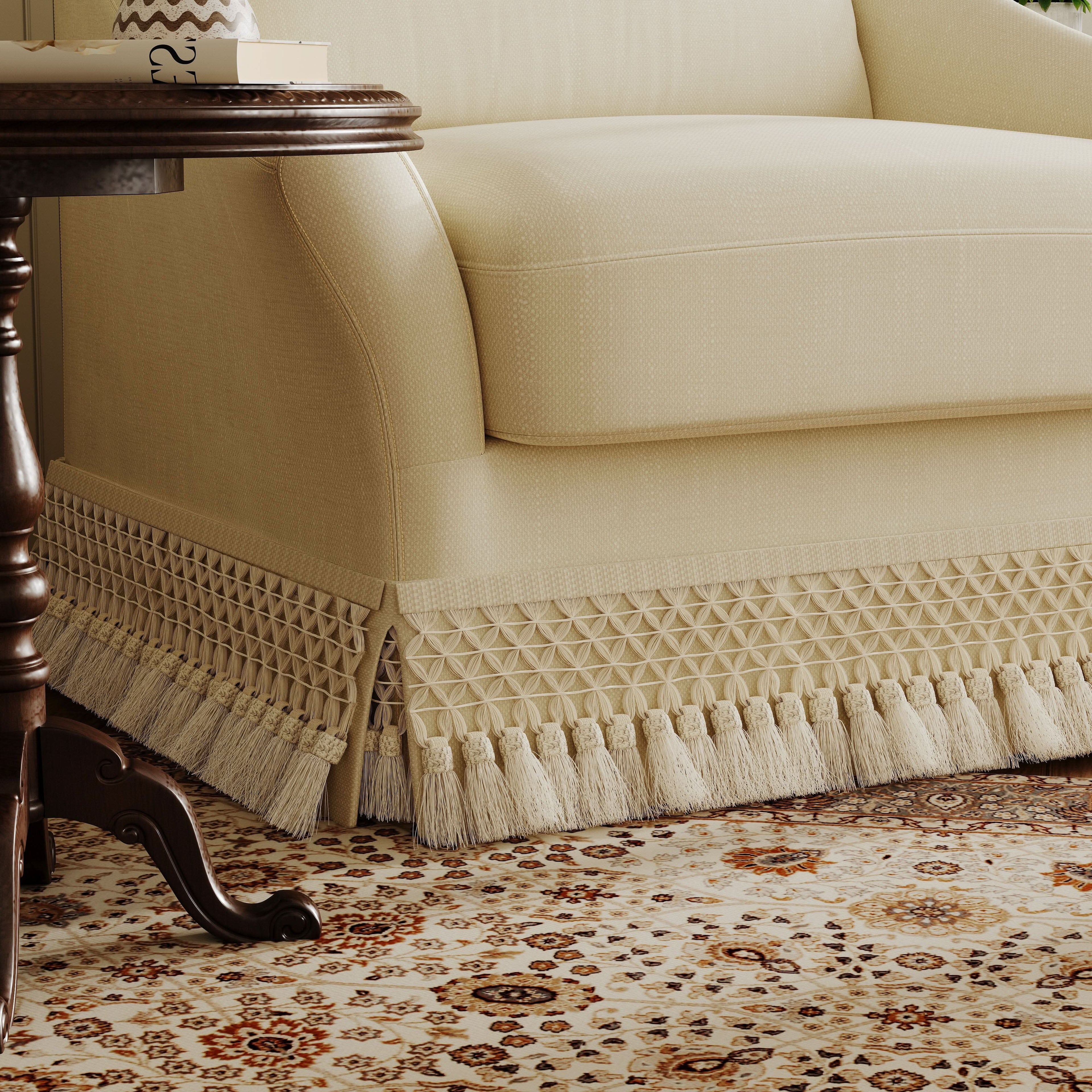 Cottonfy Slipcover Linen Armchair with Fringe