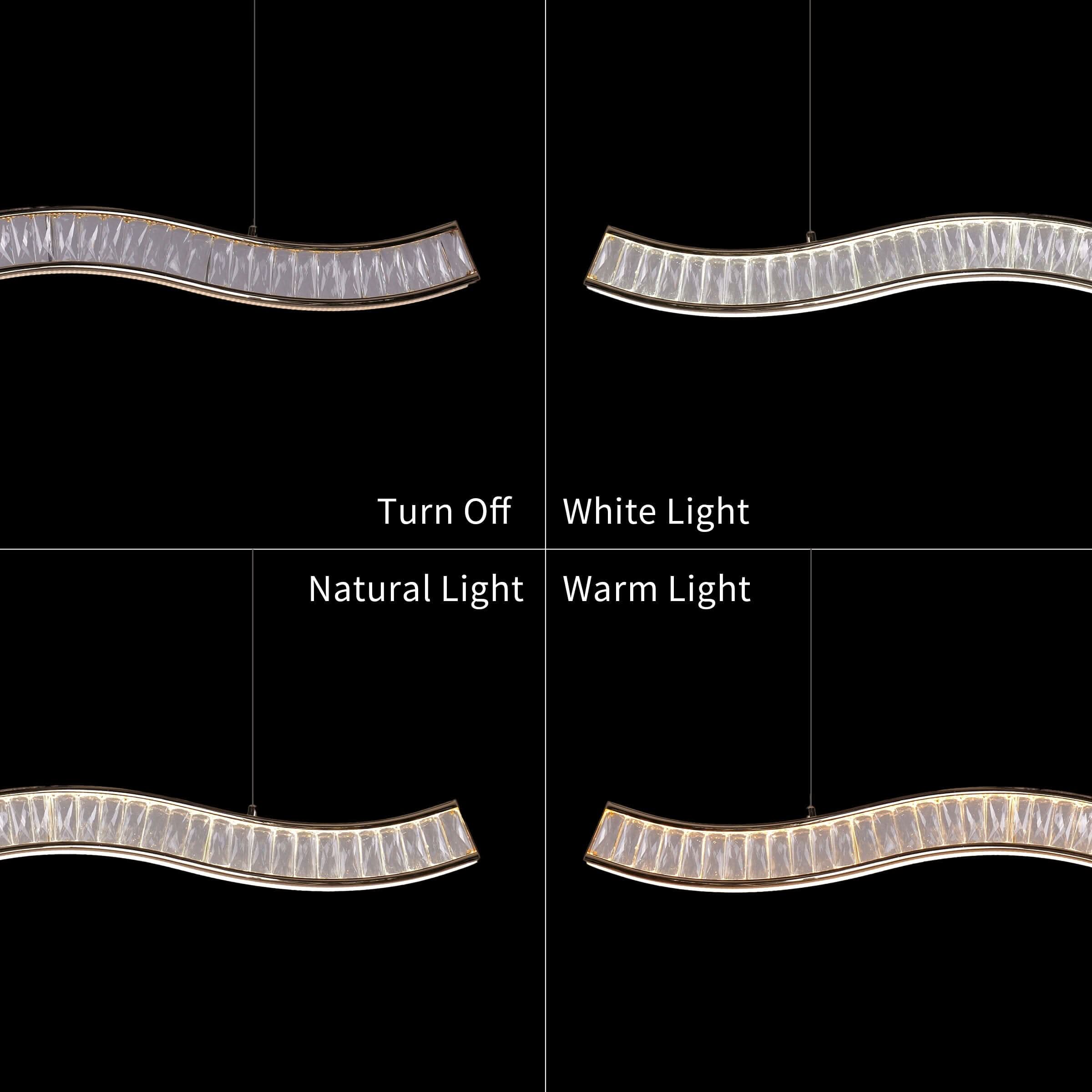 Lightsin Gold Crystal Wave LED Pendant Light Modern Chandelier for Contemporary Interiors