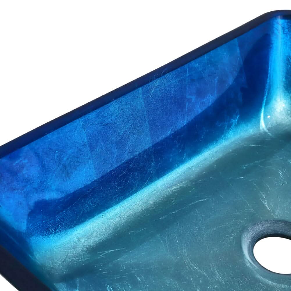 46cm W Rectangular Tempered Glass Bathroom Art Design Sink