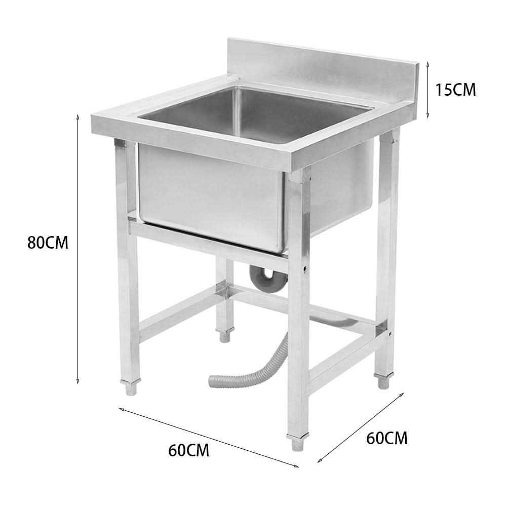 60X60cm W Commercial Kitchen Sink Stainless Steel Wash Basin