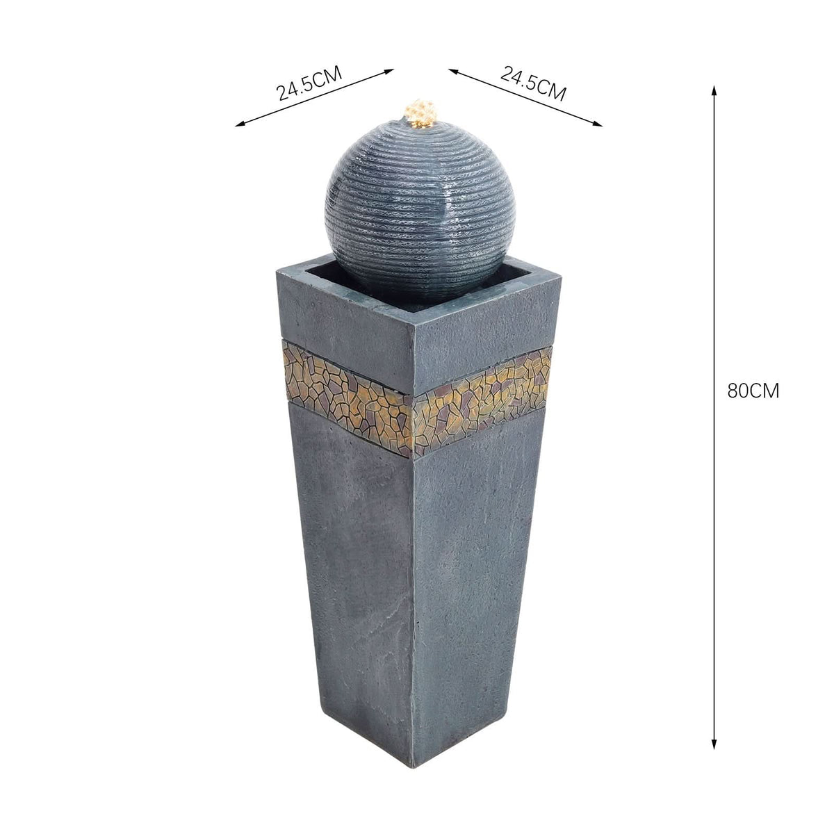 Navy Blue Electric Fountain Water Feature with LED Light
