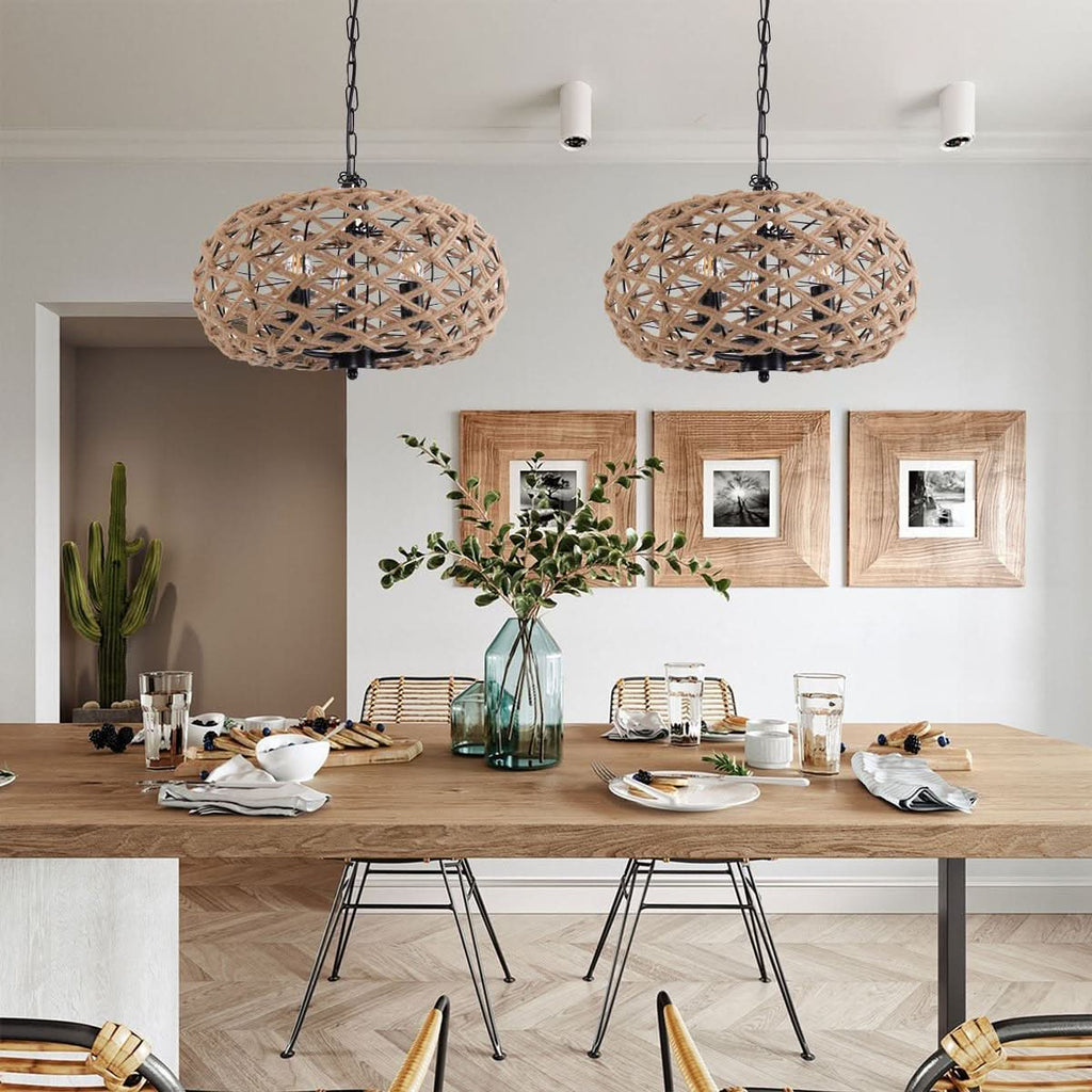 Glyph-Lightsin Rustic Hemp Rope Globe Pendant Light for Farmhouse and Industrial Style