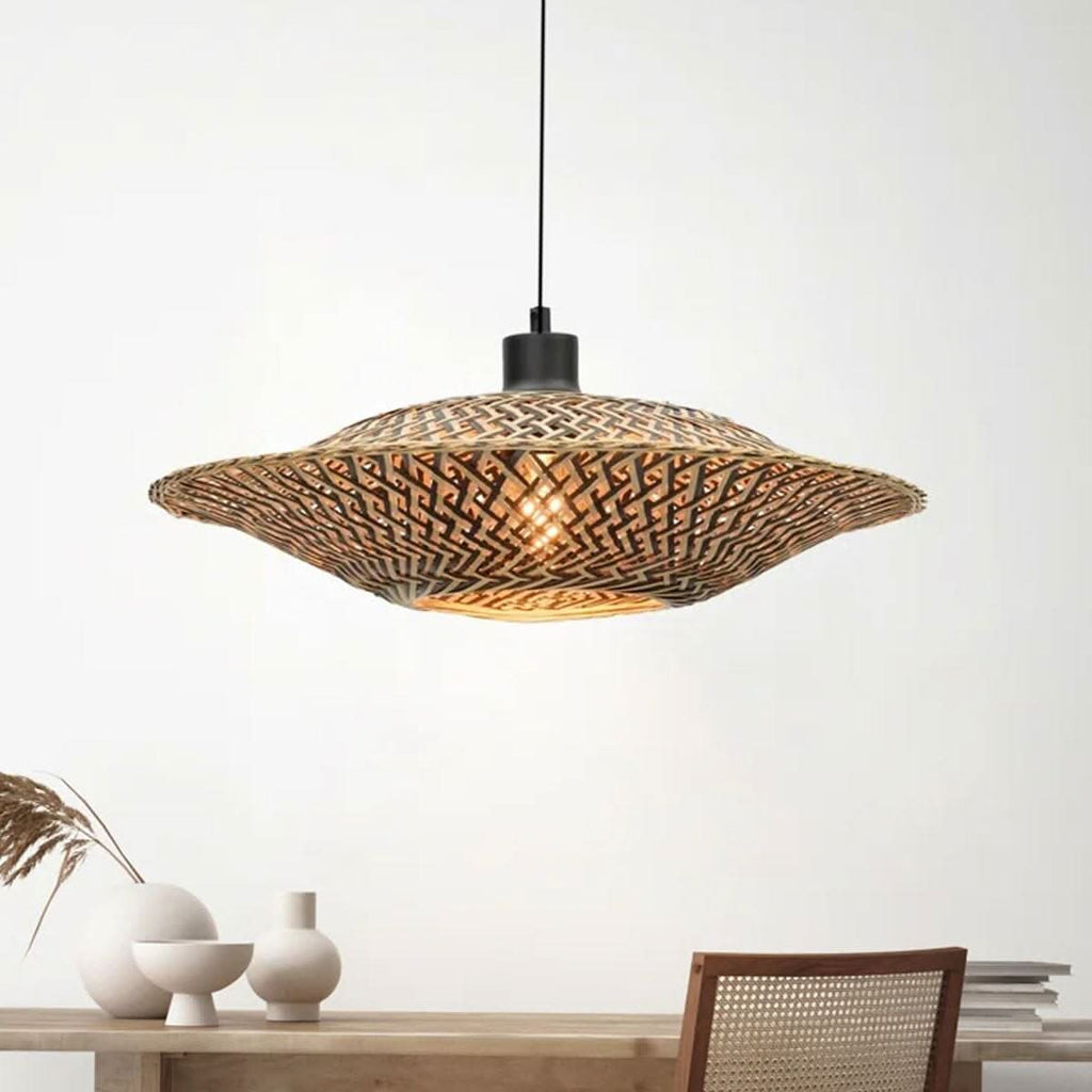 Lightsin Handcrafted Bamboo Pendant Light – Black Accents & Eco-Friendly Design for Cozy Spaces