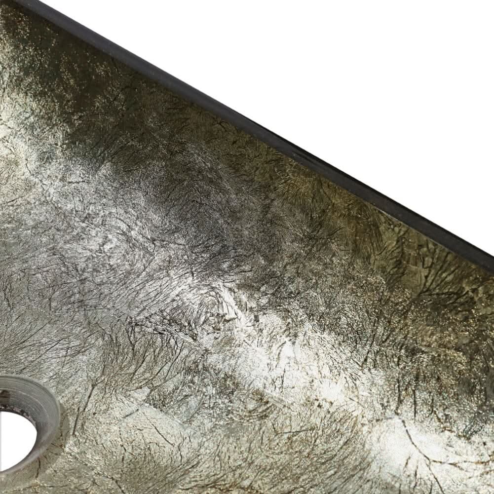 Golden/Blue Tempered Glass Bathroom Art Design Sink