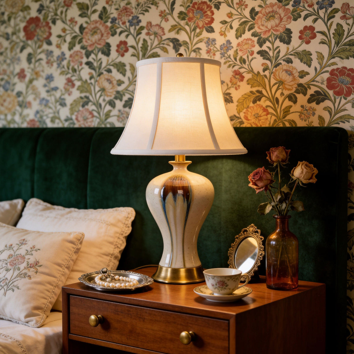 Lightsin Hand-Glazed ‘Earth & Gold’ Ceramic Table Lamp - A Unique Artisan Masterpiece