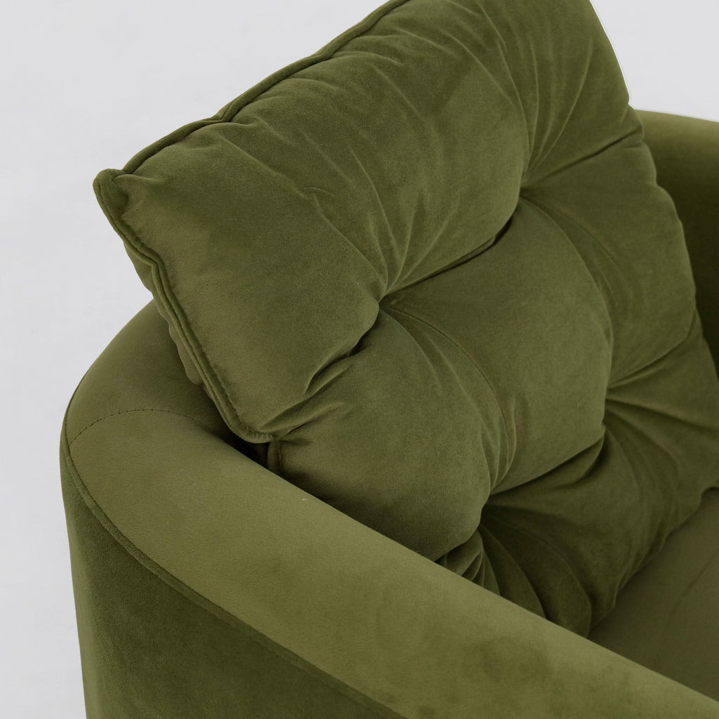 Cottonfy Green Velvet Armchair with Hidden Storage Footstool