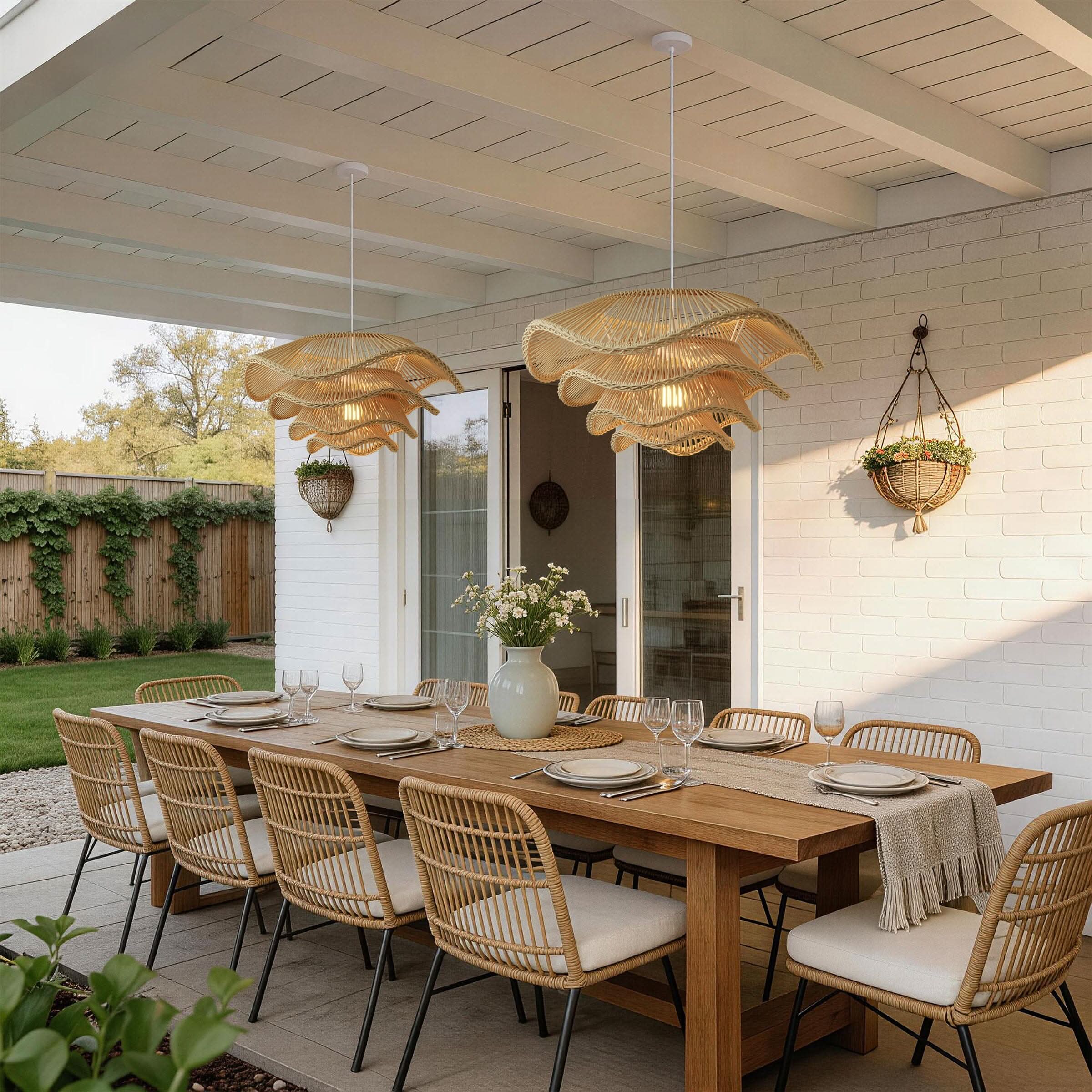 Lightsin Multi-tiered rattan pendant lamp