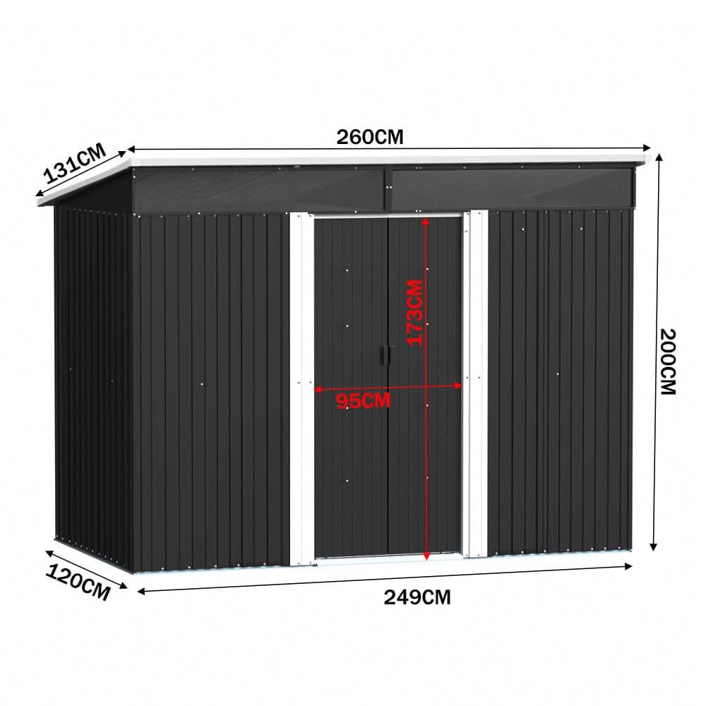 8.5X4ft/ 8.5X6ft Metal Garden Bike Sheds Storage Shed with Lockable Sliding Doors