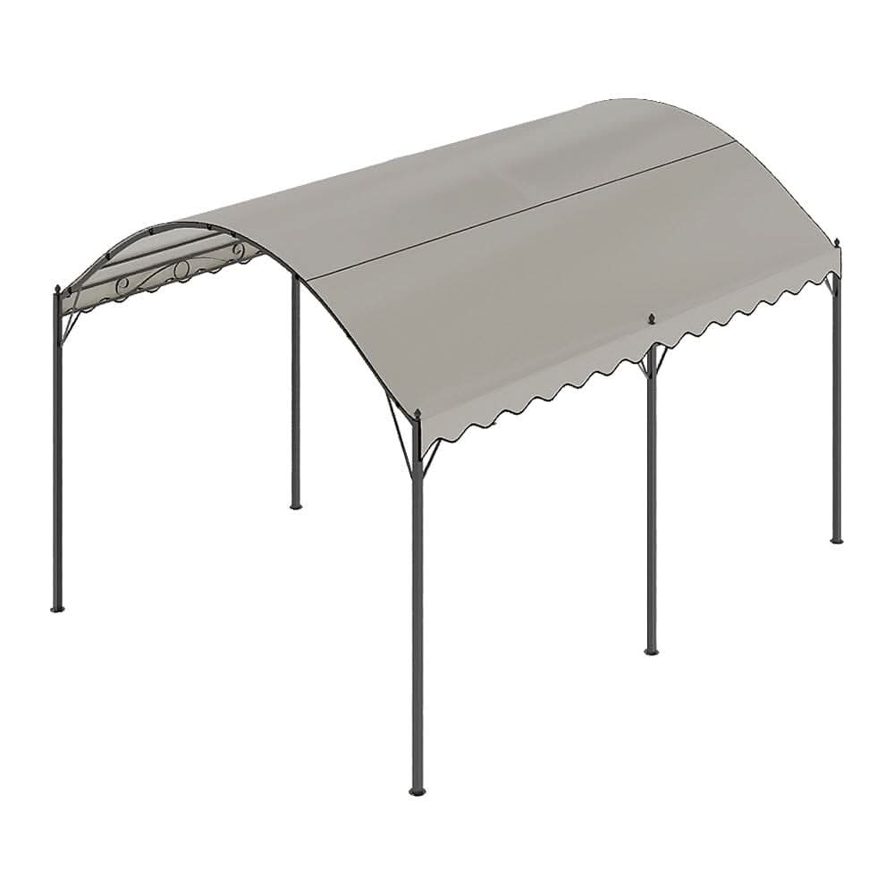 9.84 x 9.84 x 8.53 ft/ 9.84 x 13.12 x 8.53 ft Beige Arch Steel Canopy with Ground Pegs
