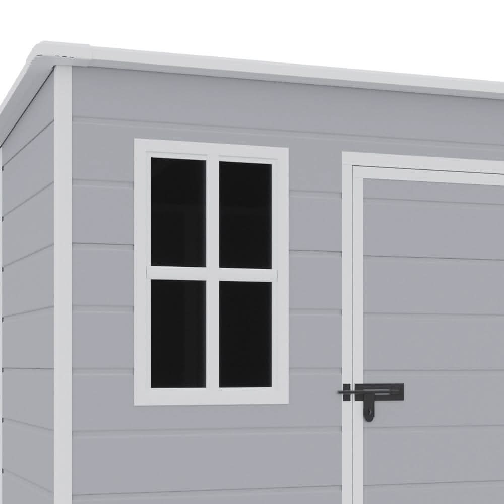 8x4/6x6ft PP Outdoor Apex/Flat Roof Garden Storage Shed with Window and Vent