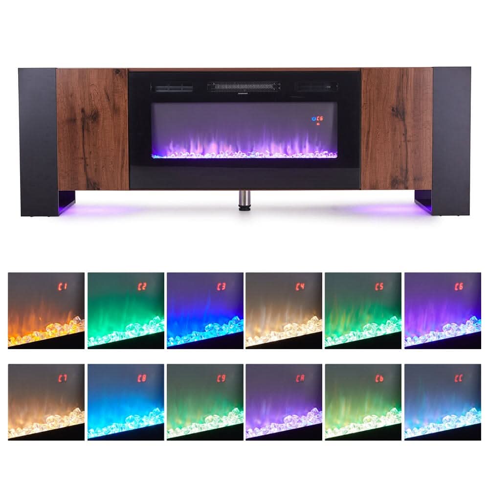 70inch W Modern LED TV Stand with 12 Colour Electric Fireplace