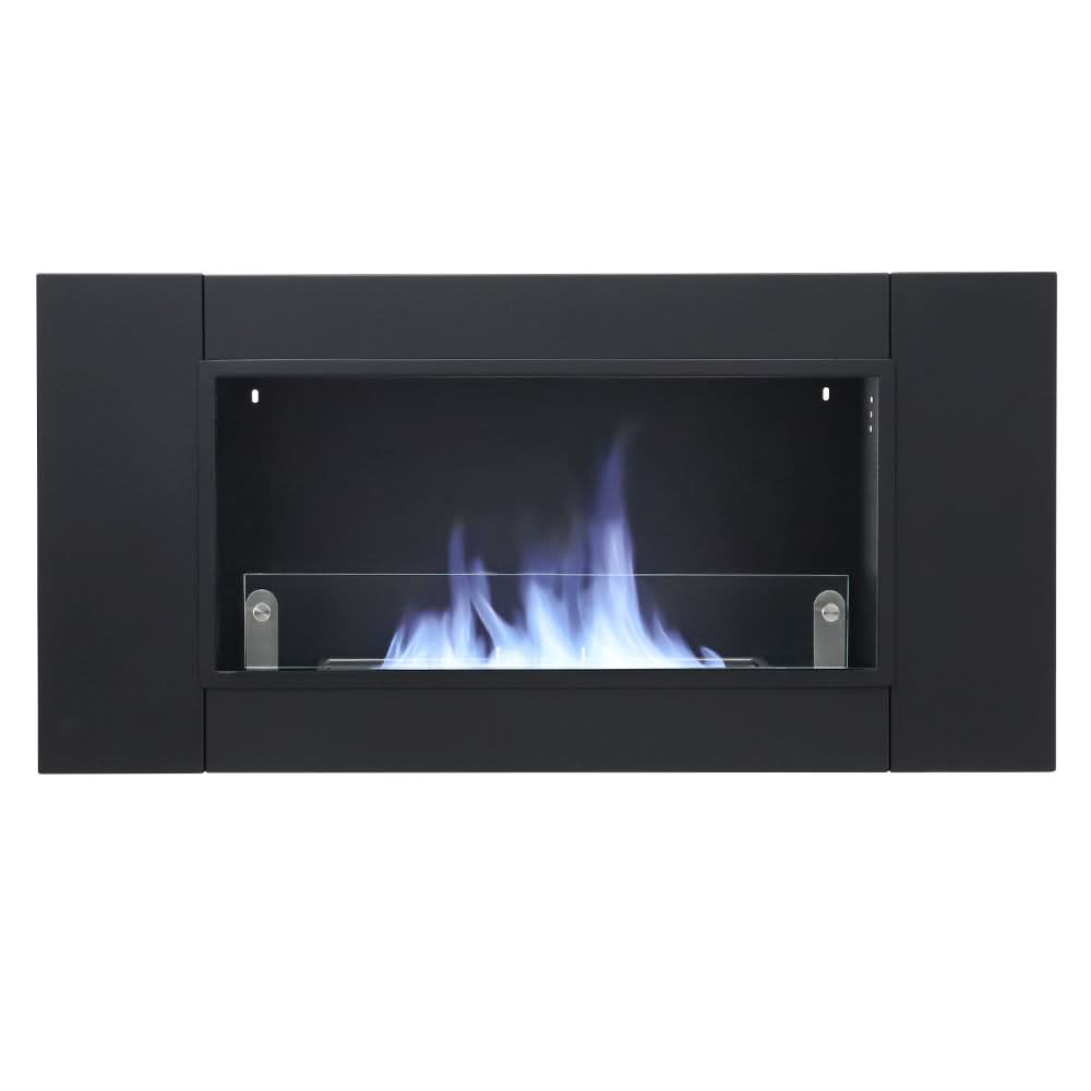 43 Inch Black Wall Mount Bio Ethanol Fireplaces Wall Fireplace Black Surface Clean Burning