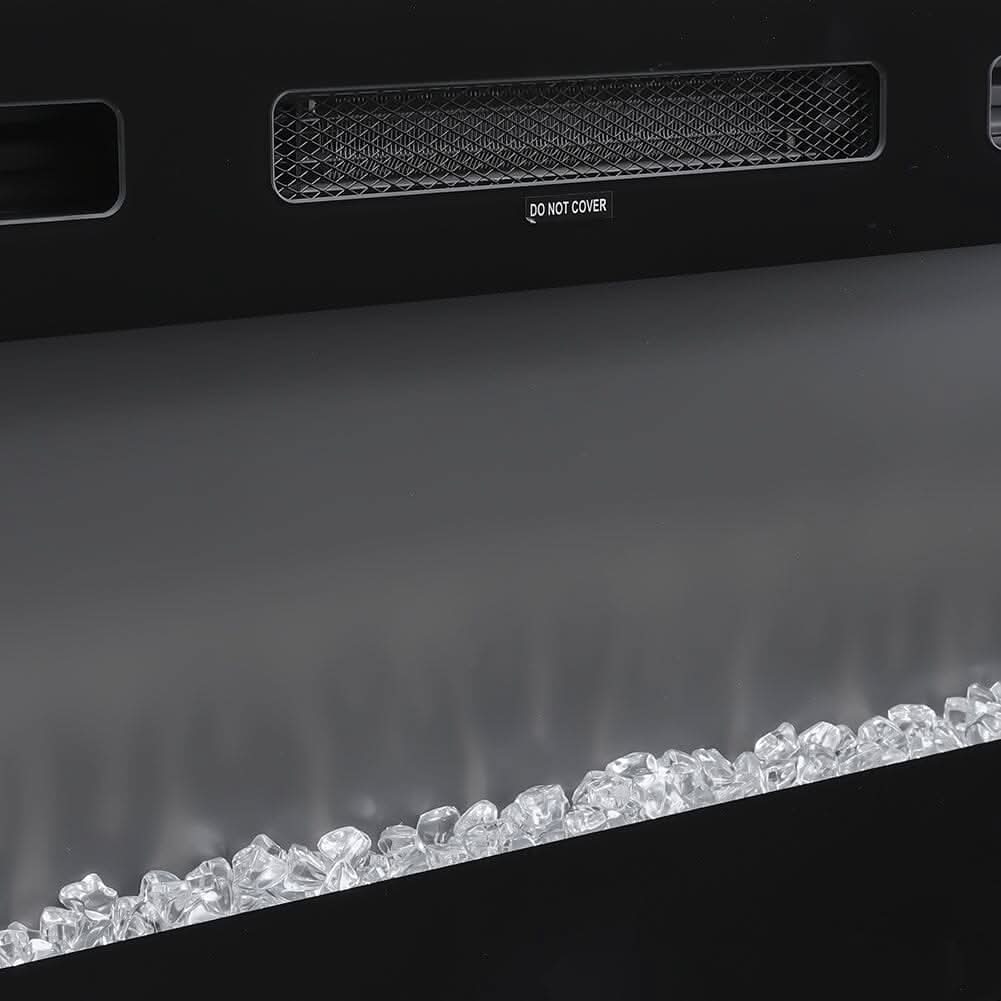 36 Inch Recessed Electric Fireplace TV Stand with Closed Storage