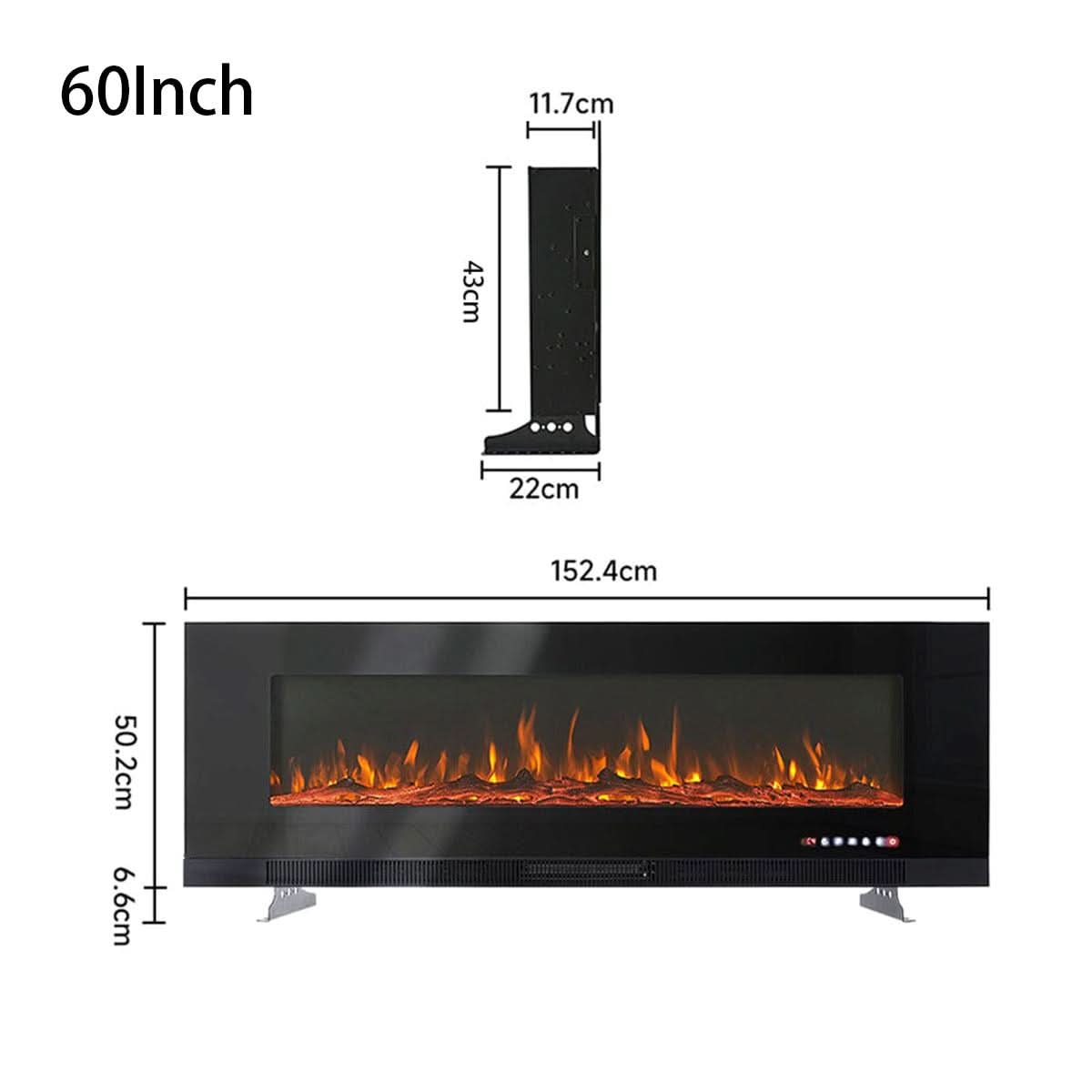 50/60 inch Wall Mounted Electric Fireplaces 5000BTU Inset Fireplace Heater