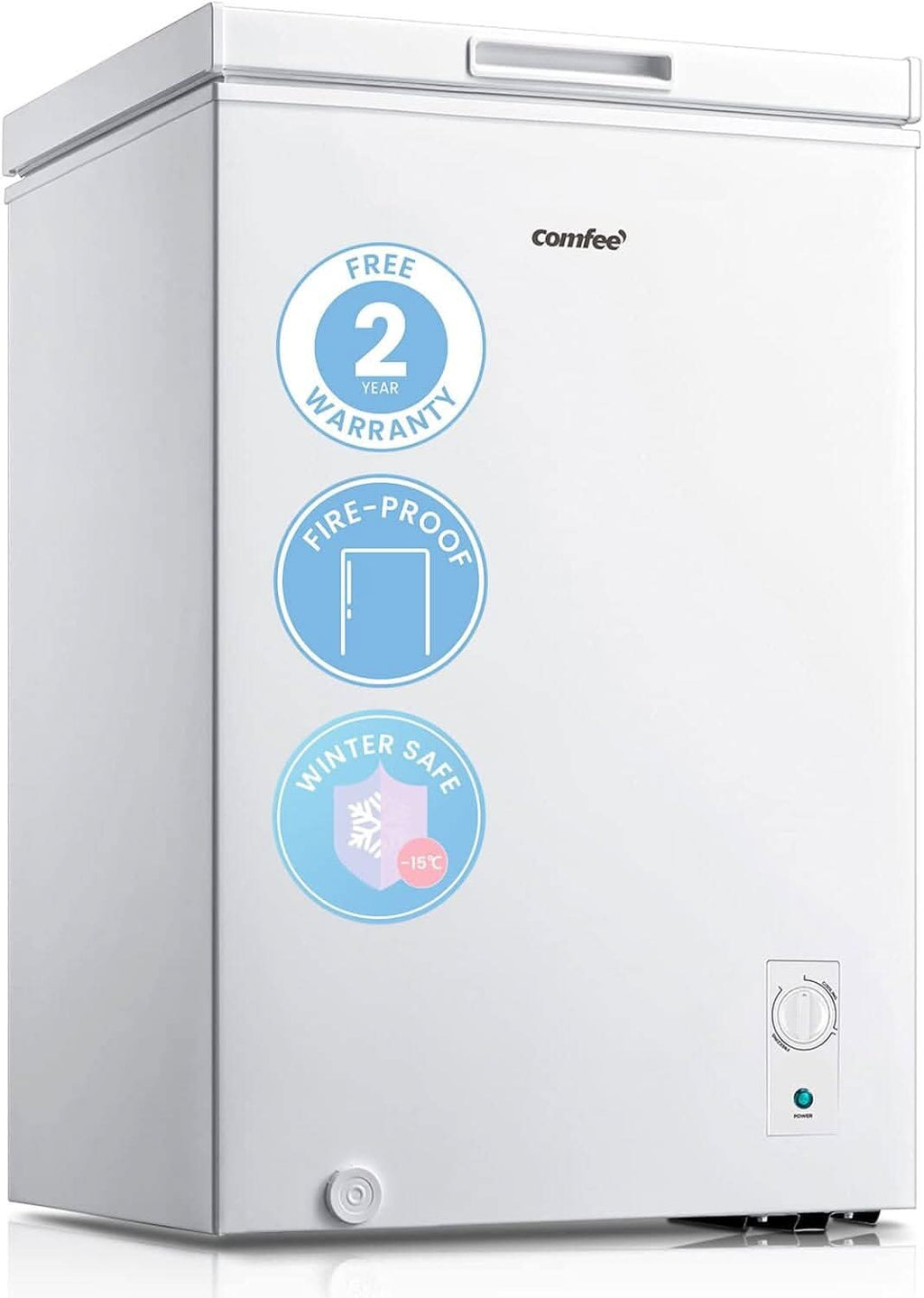COMFEE White/Black 99L Freestanding Chest Freezer with Digital Temperature Control