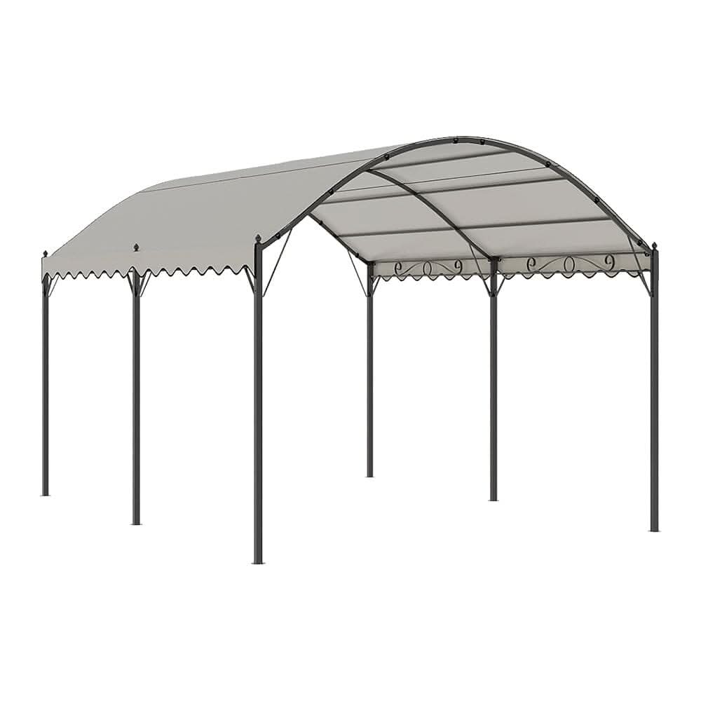 9.84 x 9.84 x 8.53 ft/ 9.84 x 13.12 x 8.53 ft Beige Arch Steel Canopy with Ground Pegs