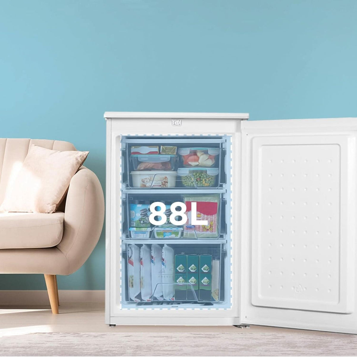COMFEE 88L White Under Counter Freezer with 3 Drawers