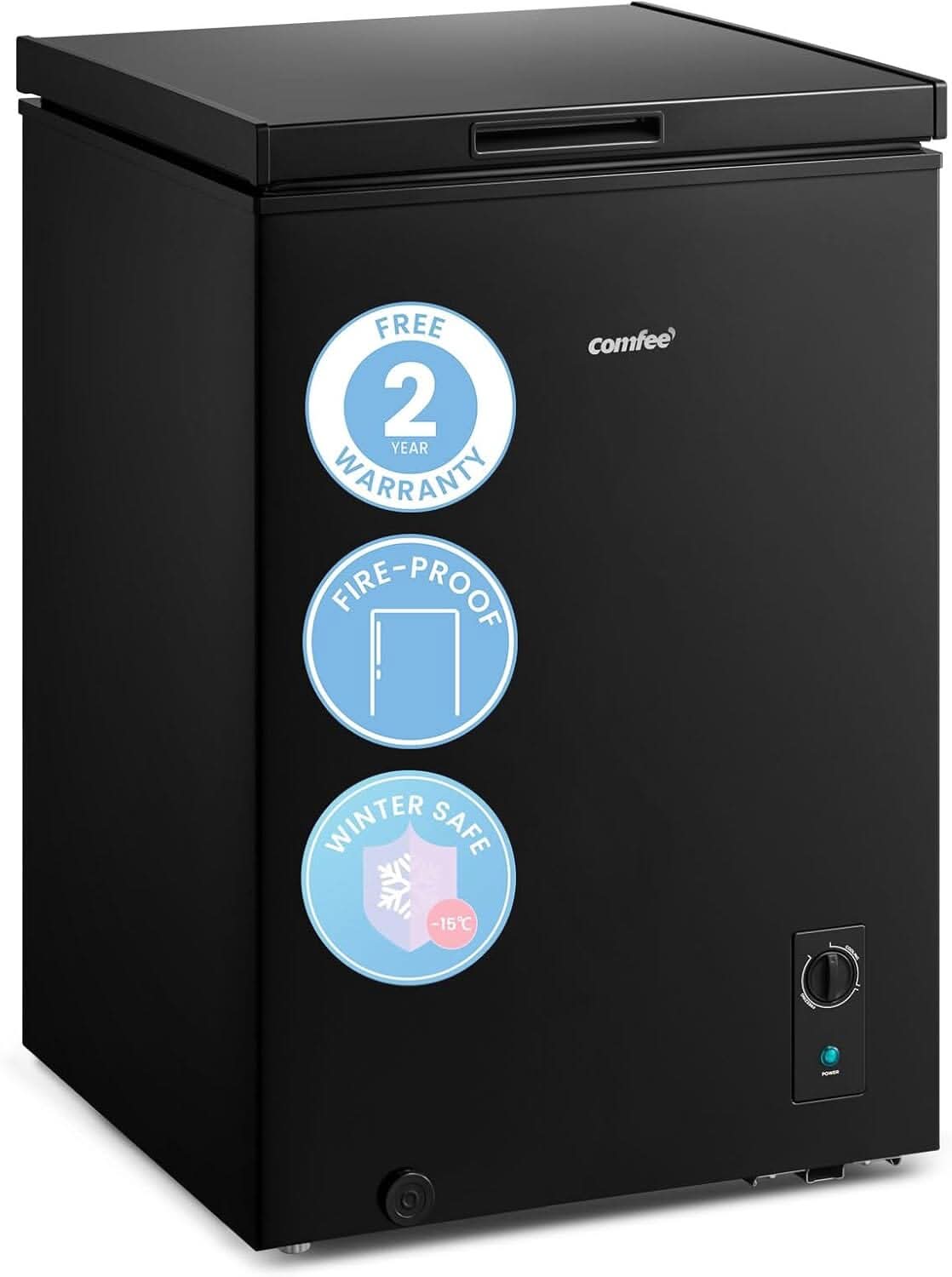 COMFEE White/Black 99L Freestanding Chest Freezer with Digital Temperature Control