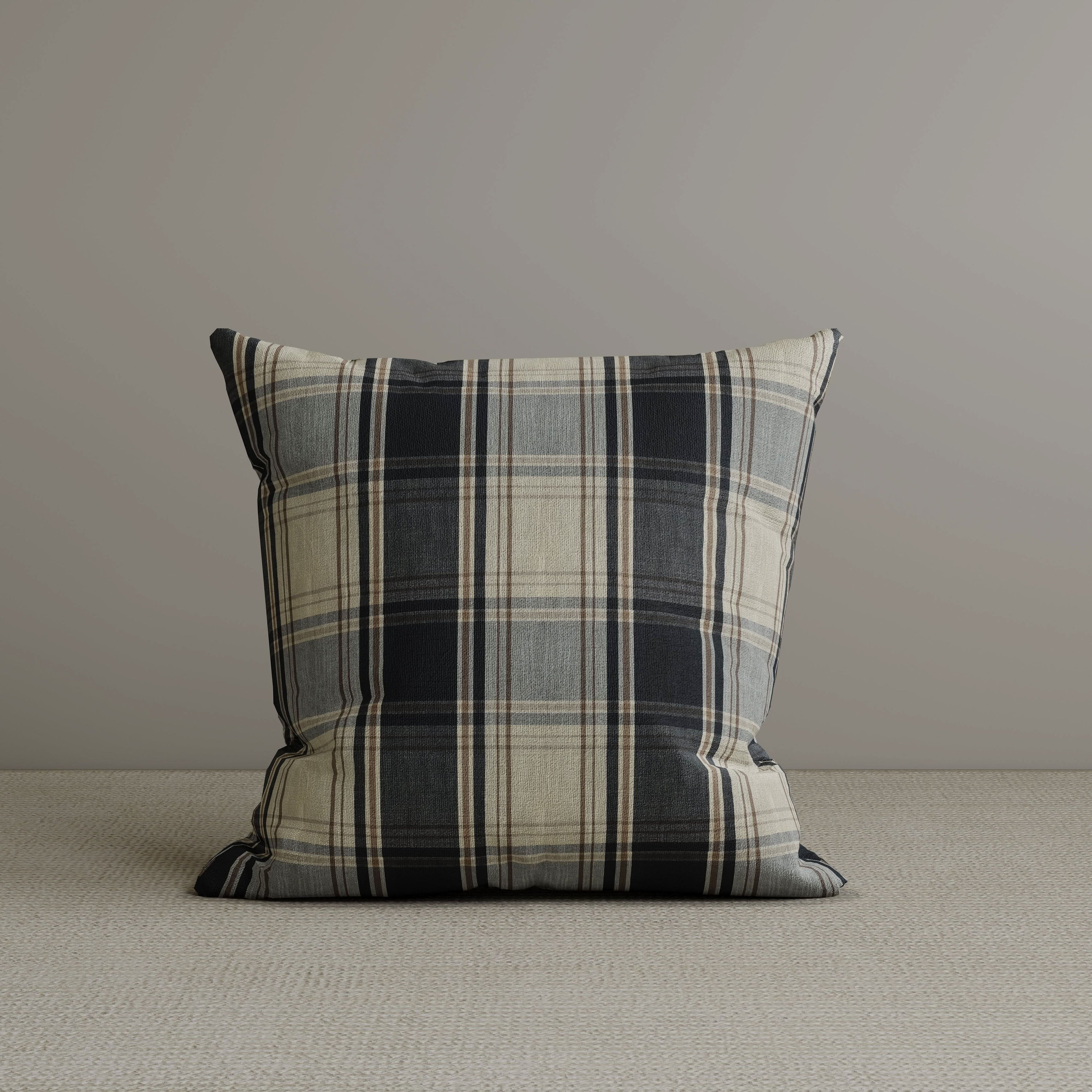 Square Exclusive Design Cushion in Midnight Black Plaid Cotton Linen, 45*45CM