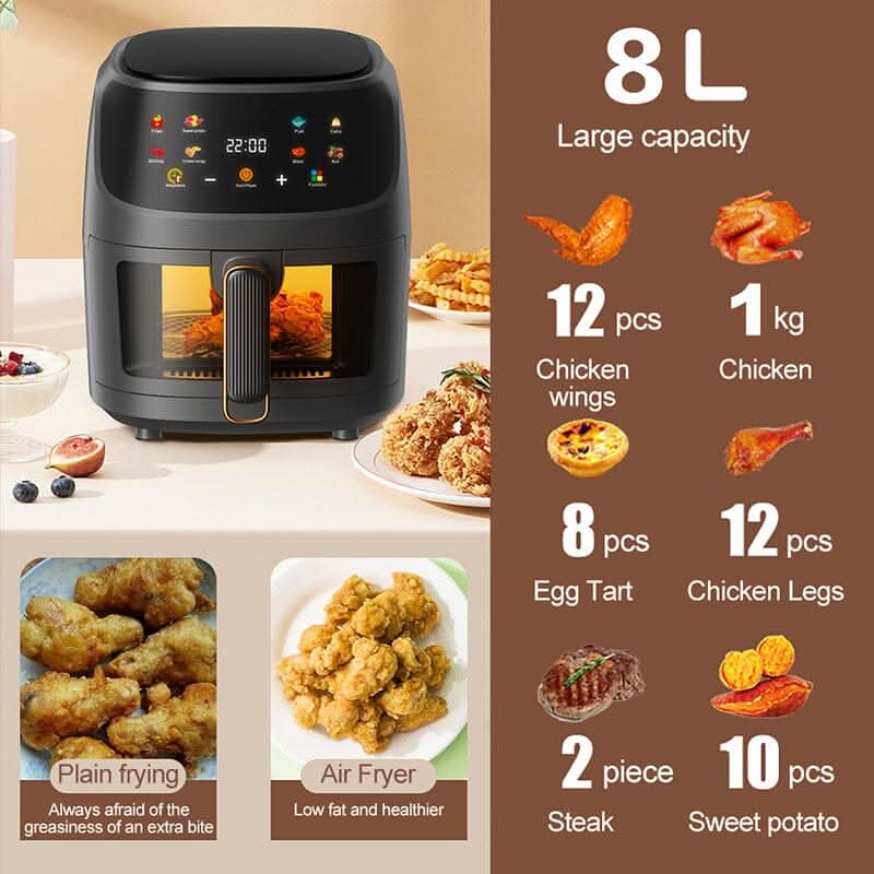 5L White/Black Digital Smart Air Fryer with Visible Window