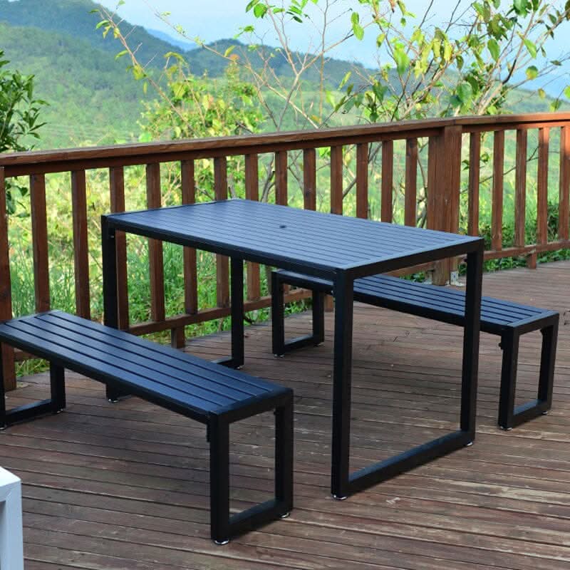 6 - Person 150cm Long Iron Outdoor Dining Set Garden Table and Bench