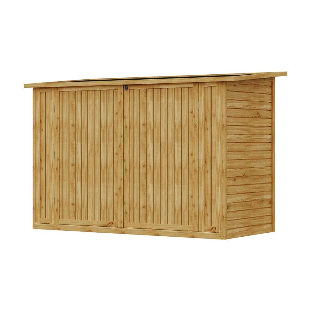 Wooden Bicycle Shed with Asphalt Roof and Steel Locking Door