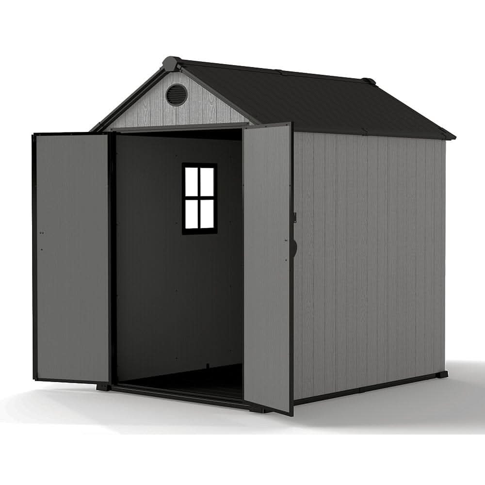6'x8'ft/8'x8'ft/8'x12'ft/8'x16'ft Gray Wood Grain Plastic Tool Shed