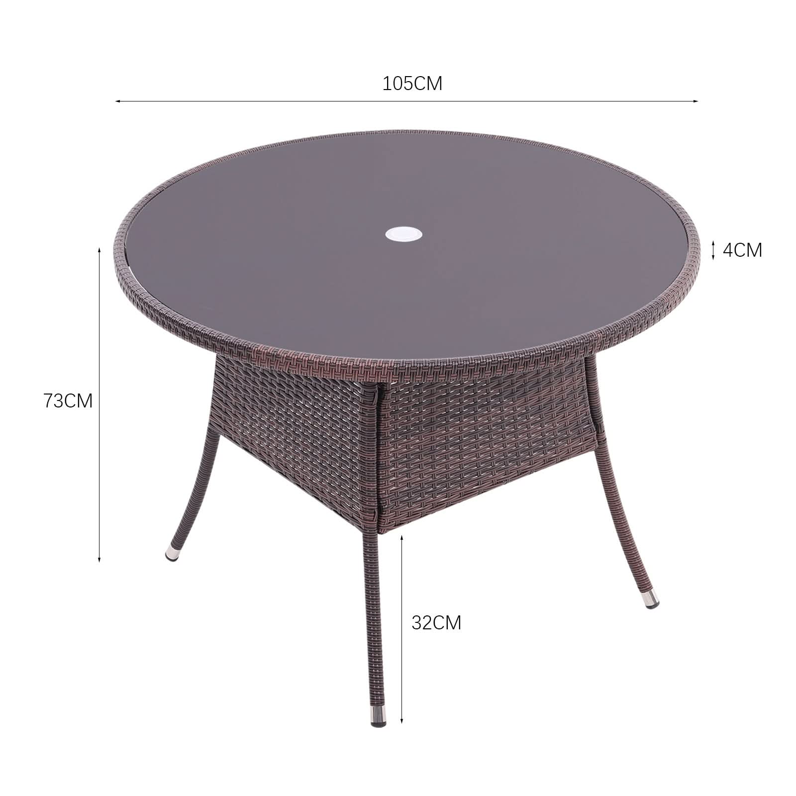 Round/Square Rattan Garden Table & Parasol Hole