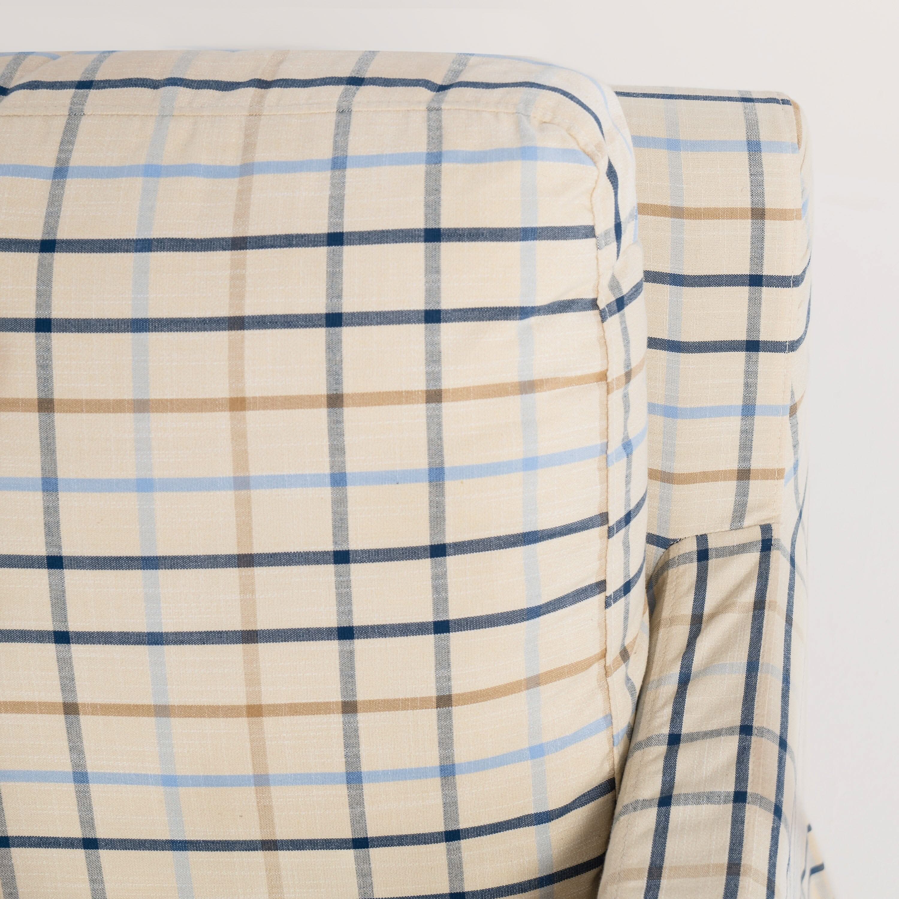 Cottonfy 3 Seater Striped Sofa with Removable Covers and Skirted Design