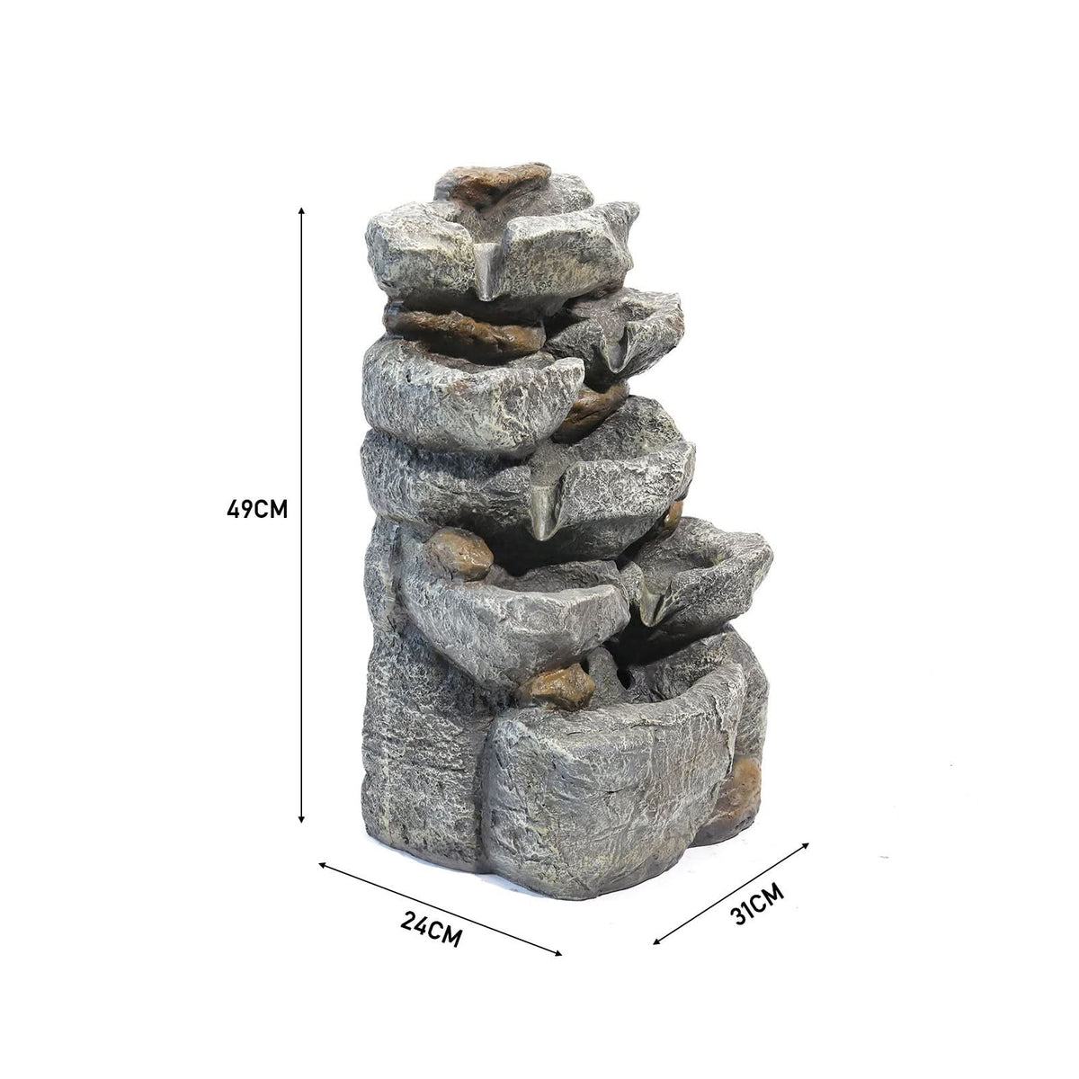 49CM Height Garden Cascading Waterfall Tiered Water Fountain Pump