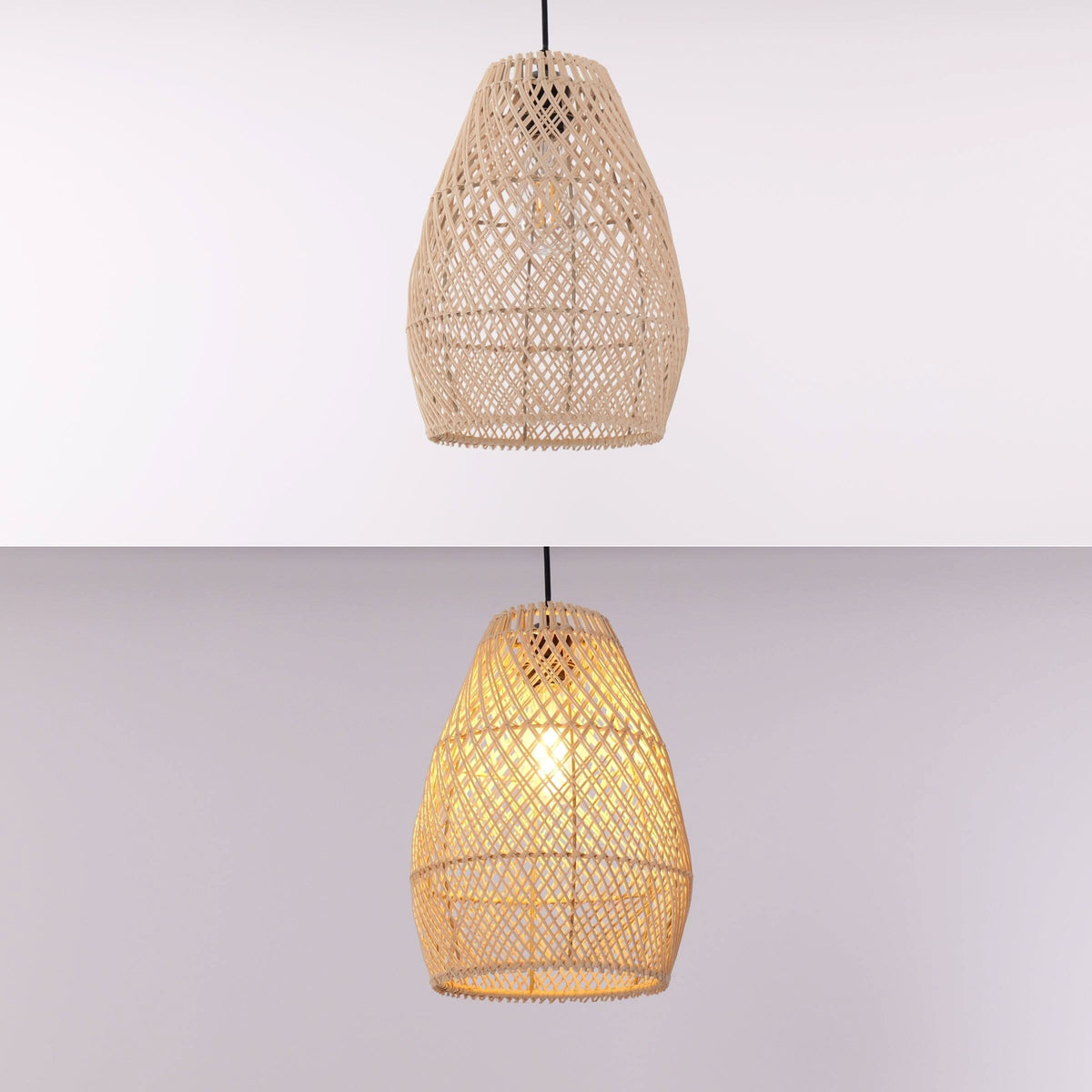 Lightsin Eco-Friendly Rustic Rattan Pendant Light For Home Decor