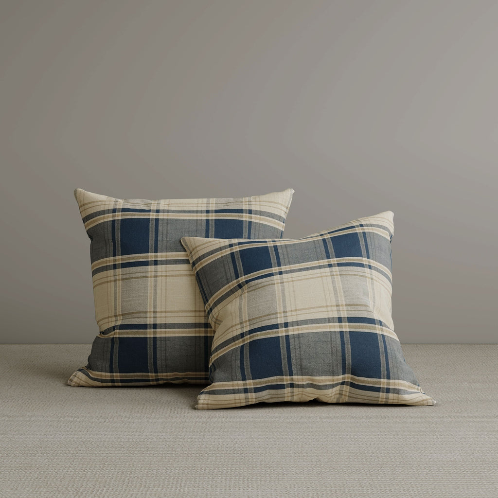 Cottonfy Square Exclusive Design Cushion in Dark Blue Checkered Cotton Linen, 45*45CM