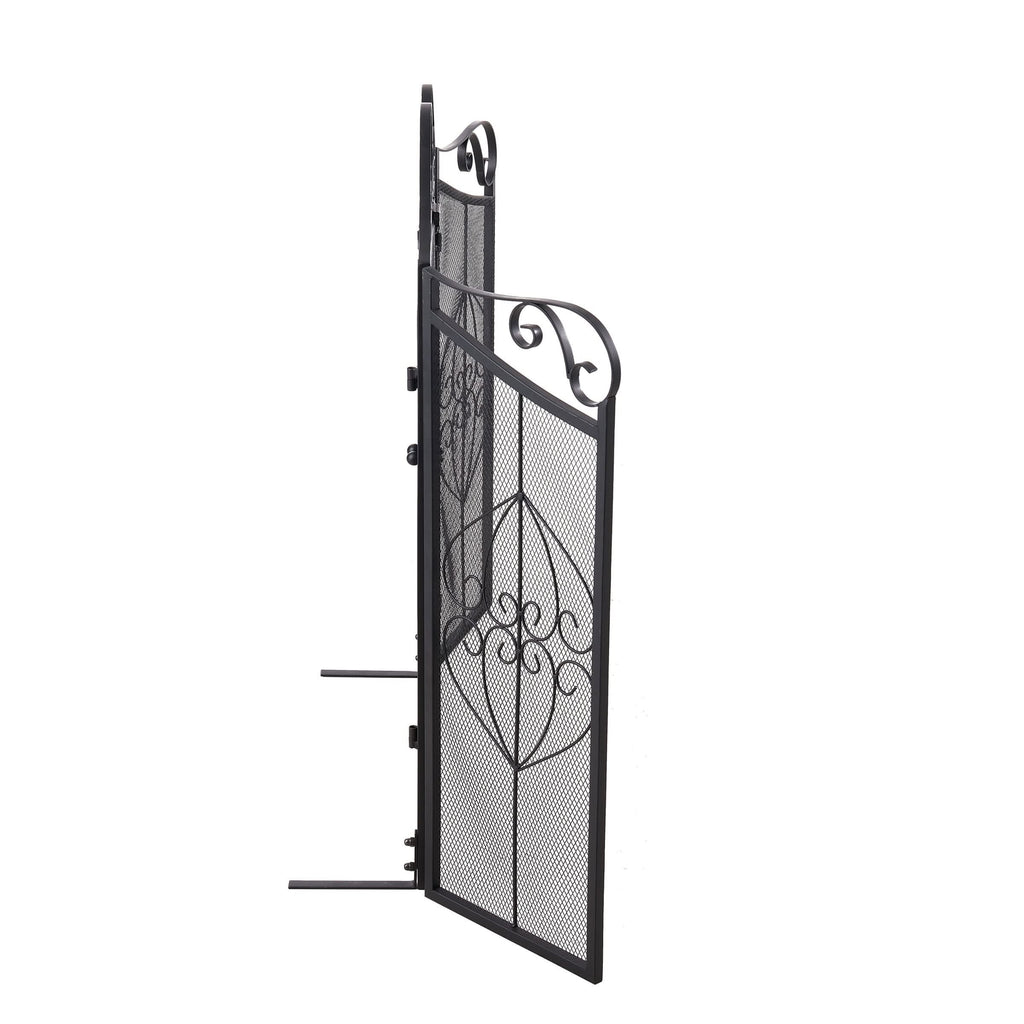 Smallbee Iron Fireplace Screen Black Powder-Coated – 114.7x84x16.5cm