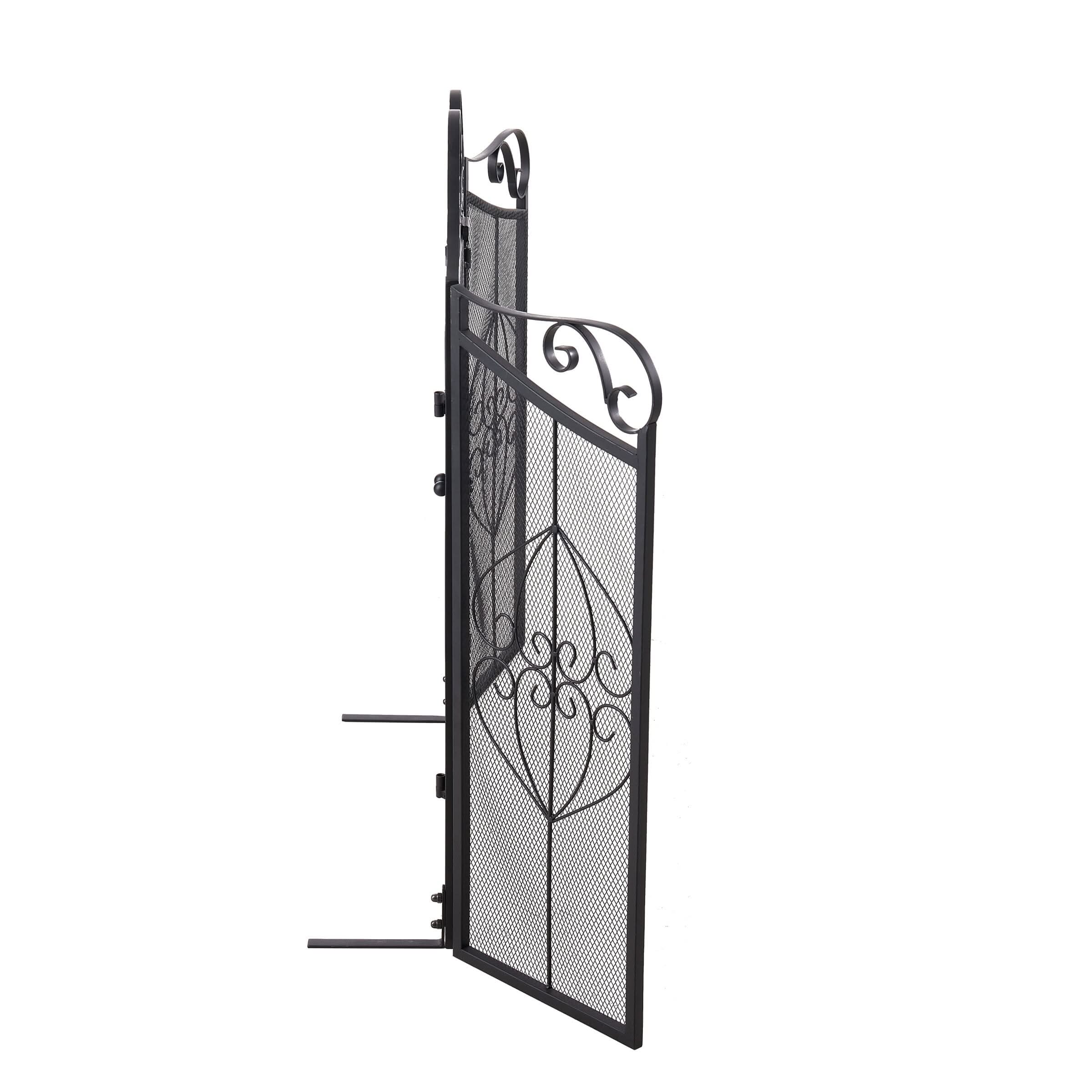 Smallbee Iron Fireplace Screen Black Powder-Coated – 114.7x84x16.5cm