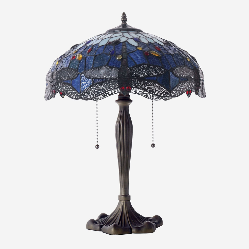 Lightin Tiffany Table Lamp | Handcrafted Stained Glass Dragonfly Series