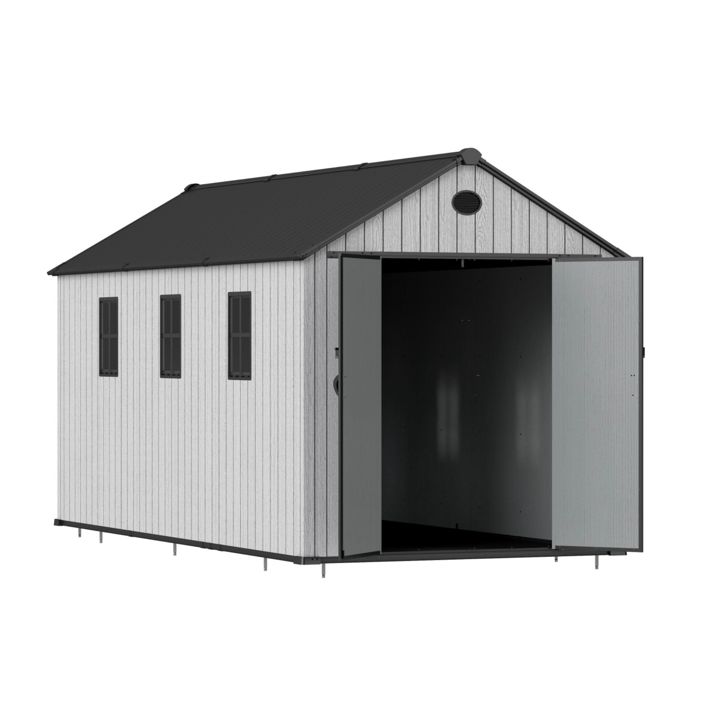 6'x8'ft/8'x8'ft/8'x12'ft/8'x16'ft Gray Wood Grain Plastic Tool Shed