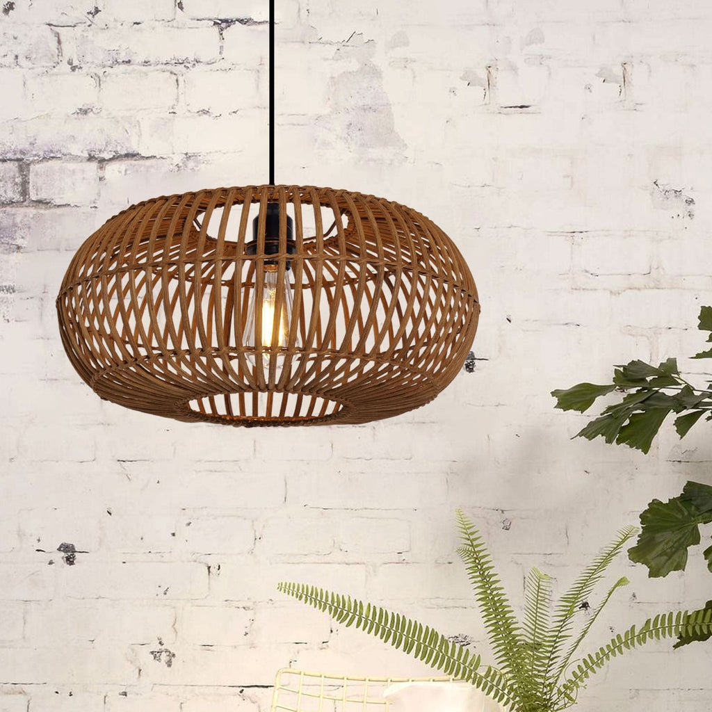 Lightsin Natural Bamboo Woven Round Pendant Light for Warm Interiors