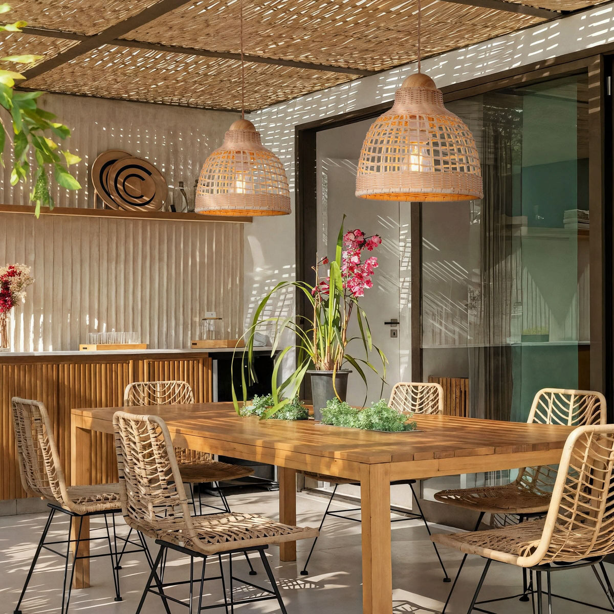 Lightsin Cella-Elegant Vintage Woven Rattan Minimalist Pendant Light