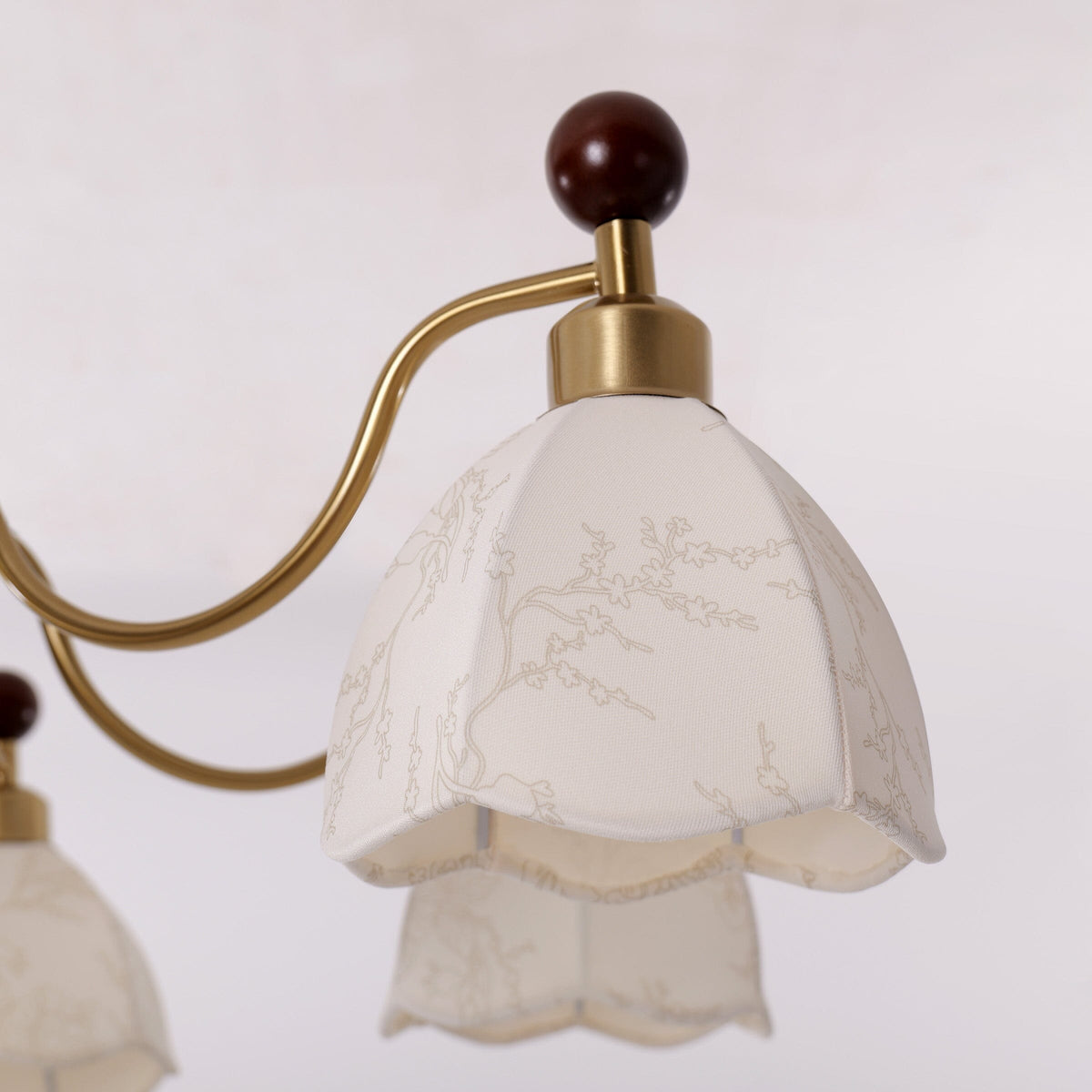 6-Light Yellow Fabric Chandelier | Adjustable E27 Ceiling Lamp