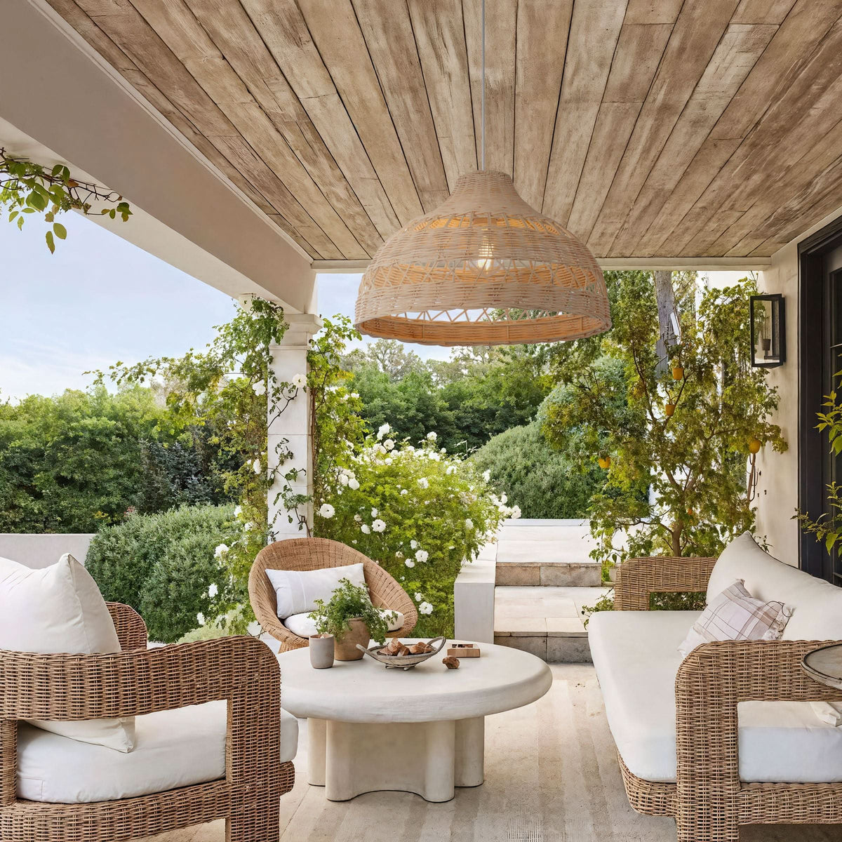Lightsin Cella-Natural Rattan Pendant Light - Handwoven Ceiling Light, Durable & Rustic